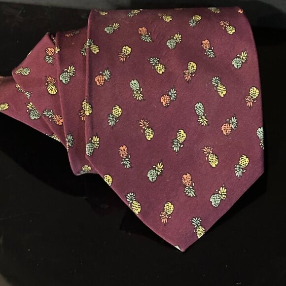 Gucci Silk Tie Maroon Aloha Pineapple Hawaiian Retro Mid Century Modernist Red - Picture 3 of 3